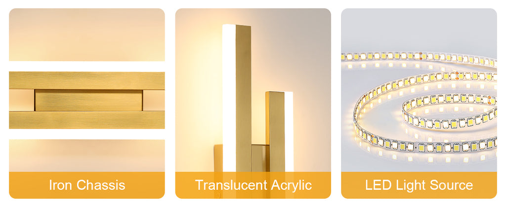 Wall Light - Gold Acrylic Frame, Warm Light