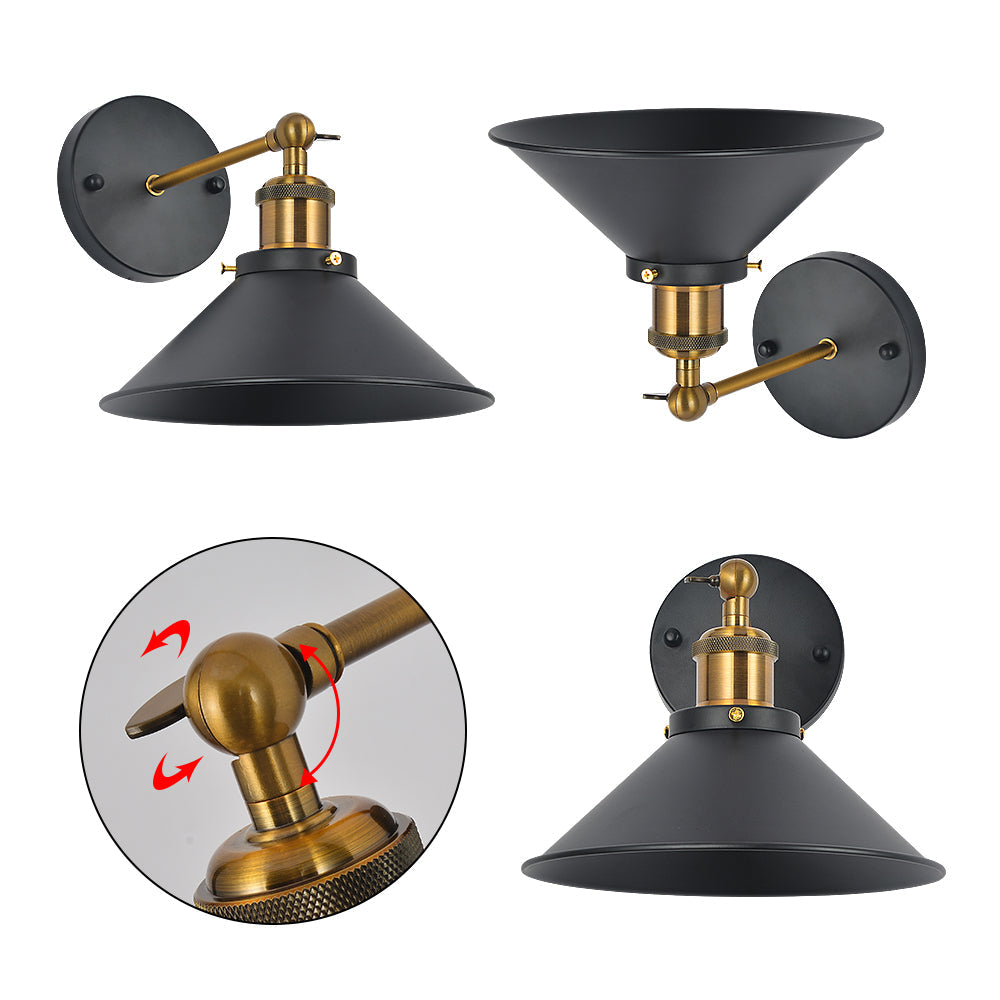 Wall Light - Black & Gold Metal Frame