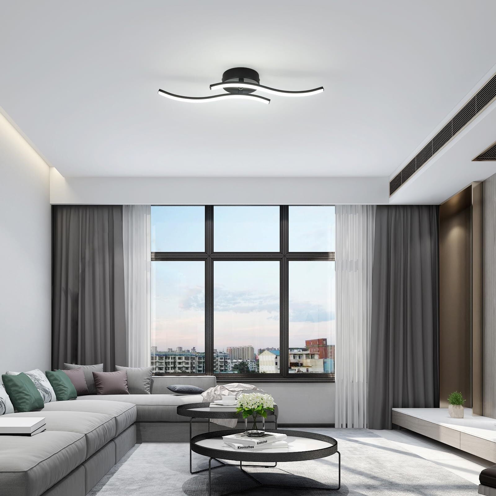 Ceiling Light - Black Aluminium Frame, White Light