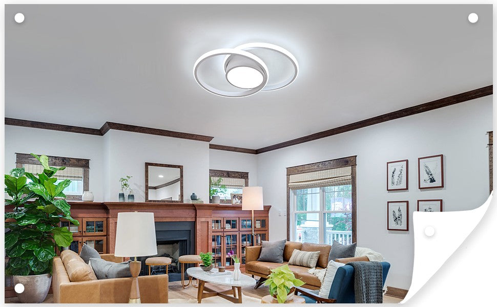 Ceiling Light - White Metal Frame, White Light