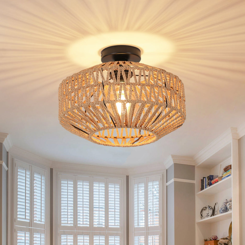 Ceiling Light - Black Wood Frame