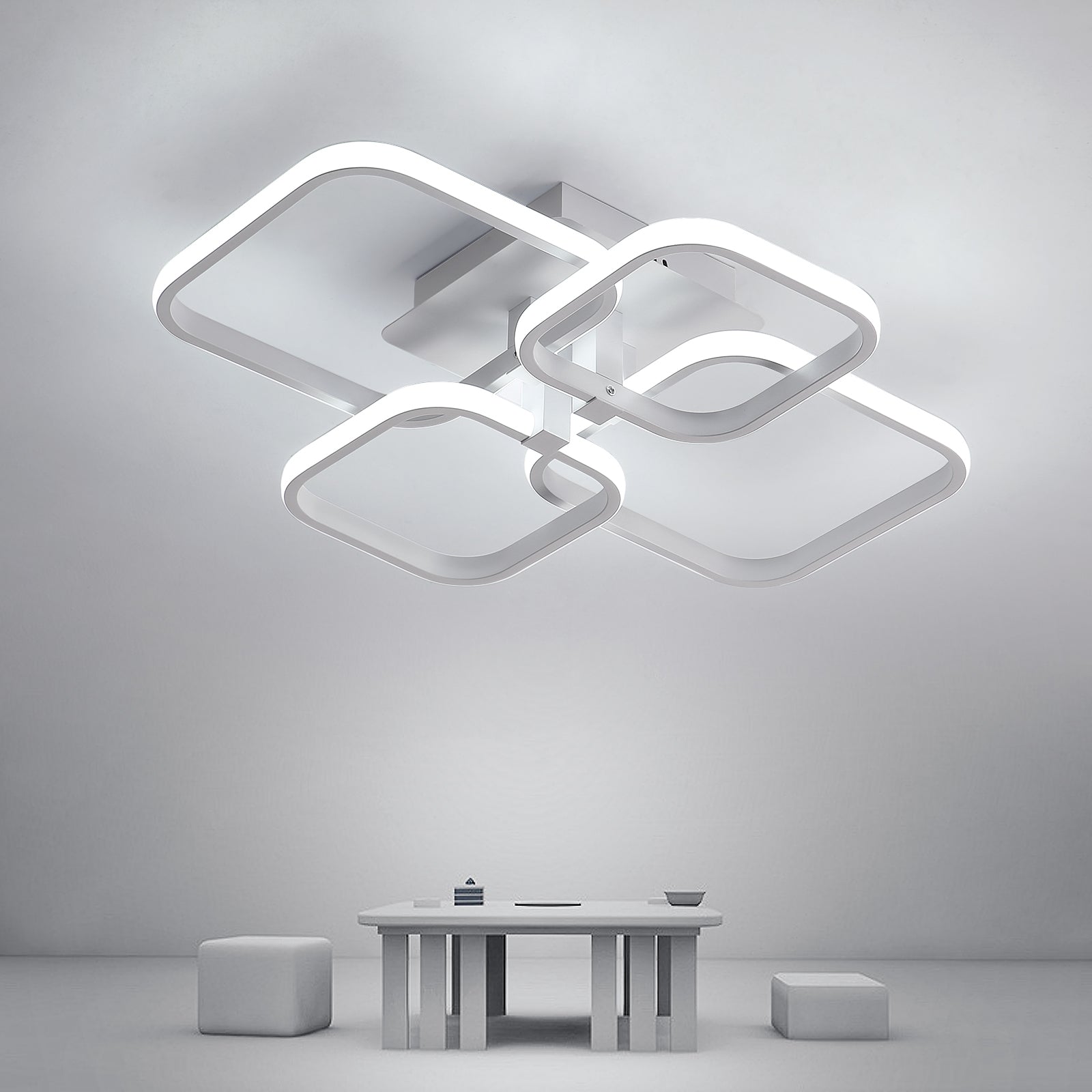 Deckenleuchte - Weißer Aluminiumrahmen, Weißes Licht