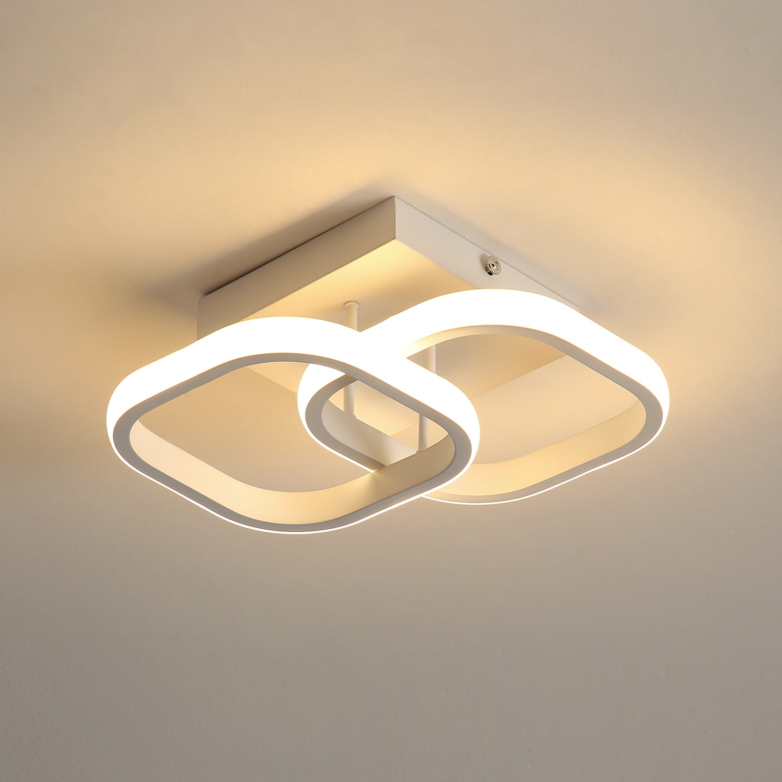 Ceiling Light - White Aluminium Frame, Warm Light