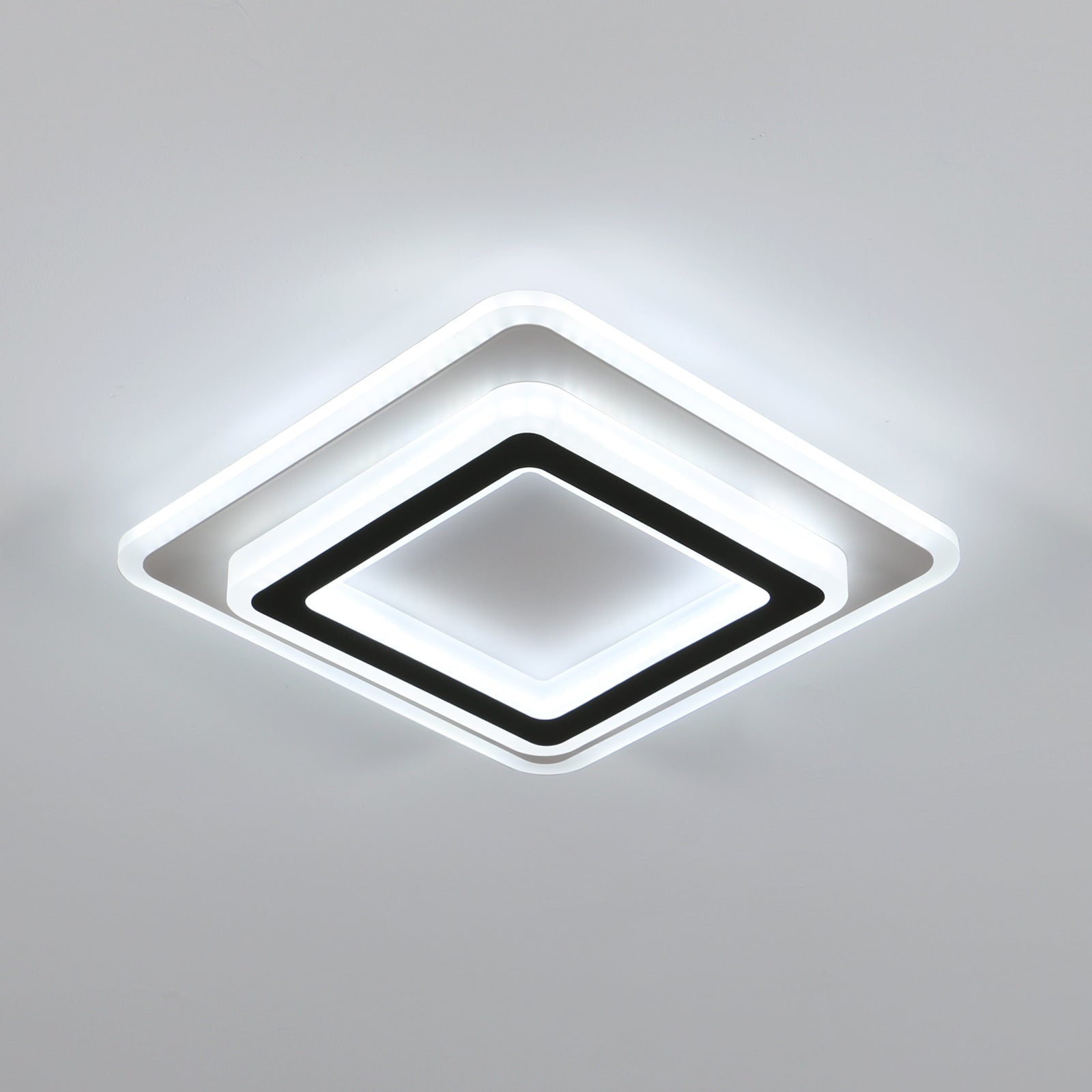 Ceiling Light - Black & White Acrylic Frame, White Light