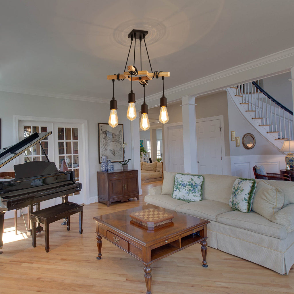 Chandeliers - Wood Metal Frame