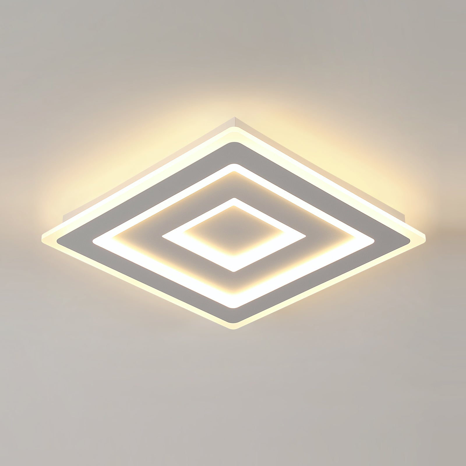 Ceiling Light - White Acrylic Frame, Warm Light