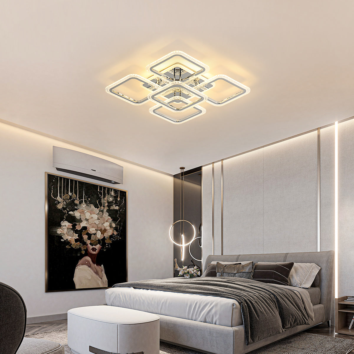 Ceiling Light - Chrome Acrylic Frame, Tunable and Dimmable