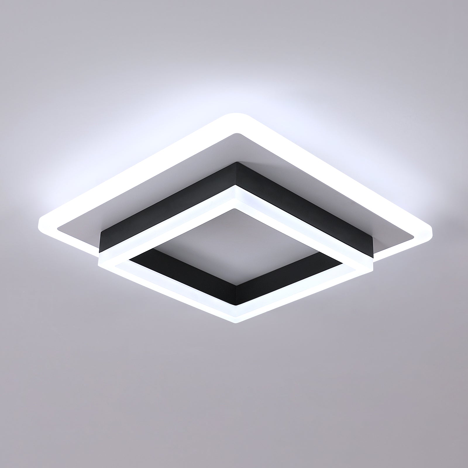 Ceiling Light - Black & White Acrylic Frame, White Light