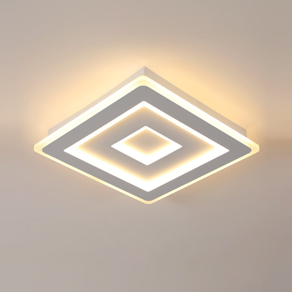 Ceiling Light - White Acrylic Frame, Warm Light