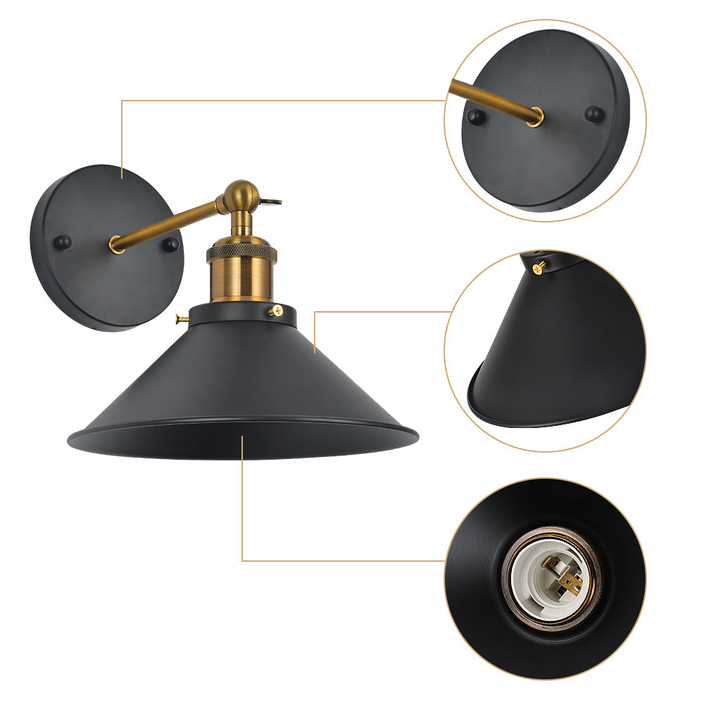 Wall Light - Black & Gold Metal Frame