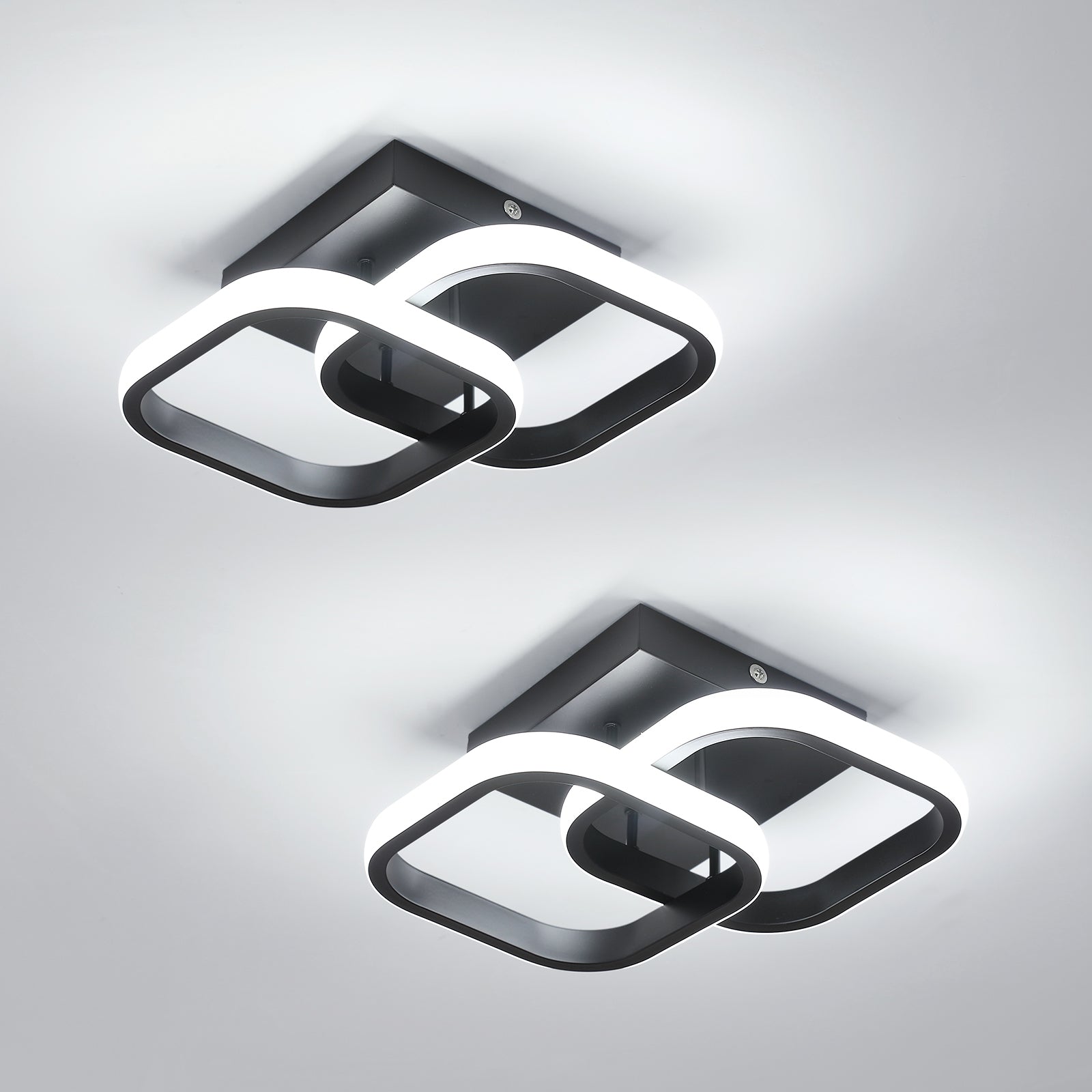 Ceiling Light - Black Aluminium Frame, White Light