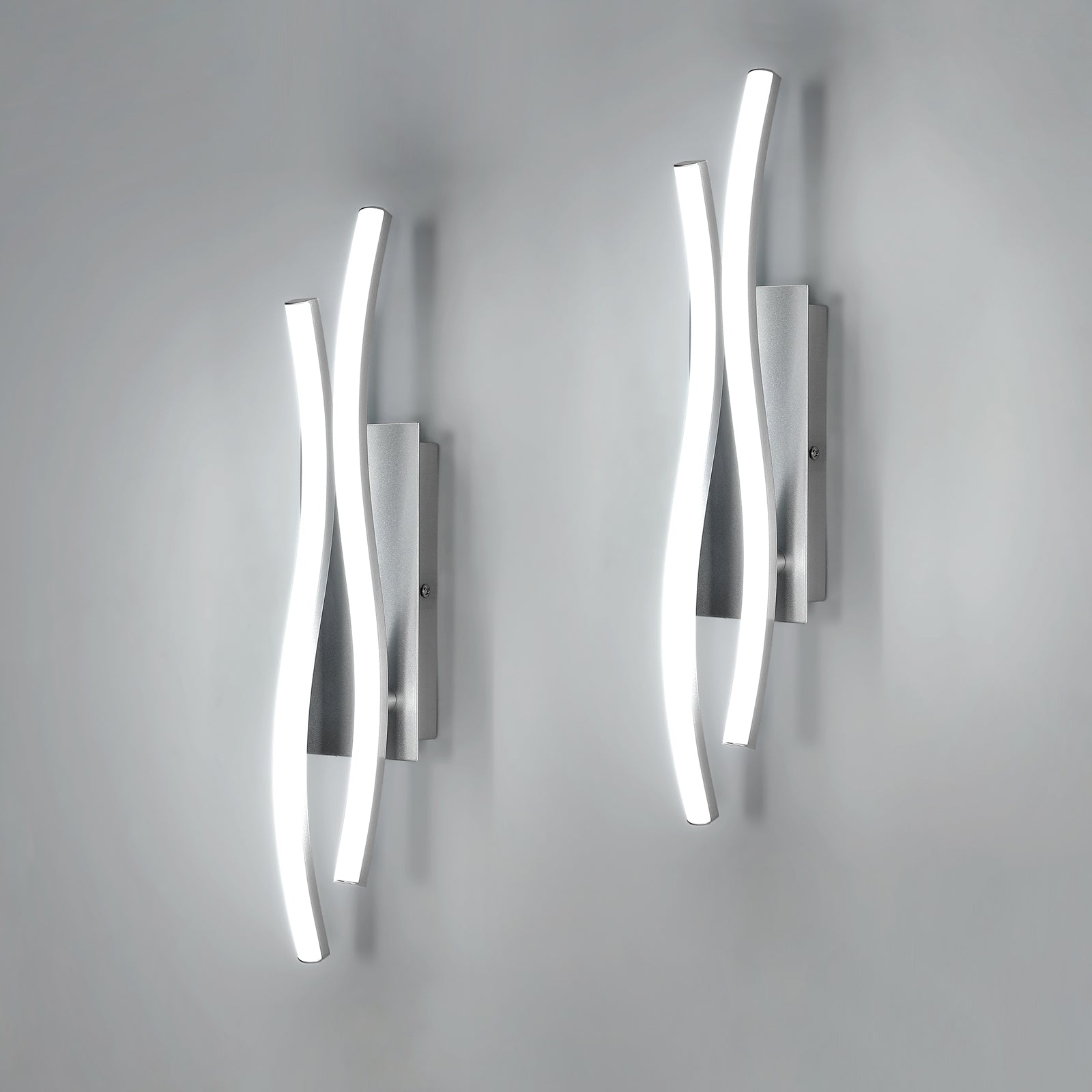Wall Light - Silver Aluminium Frame, White Light