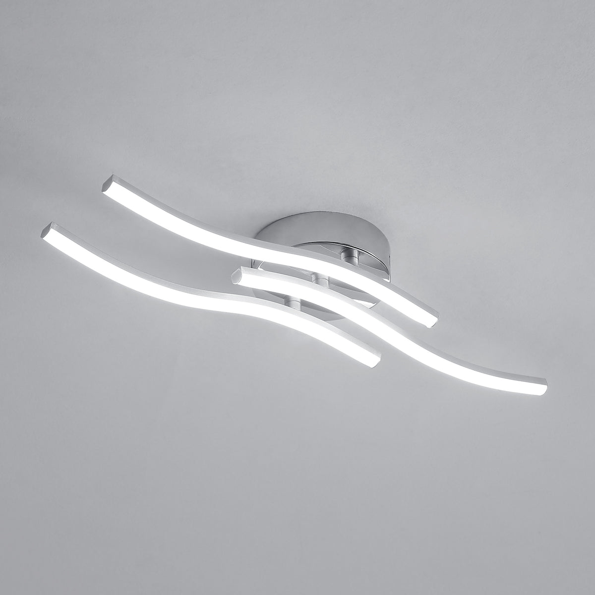 Ceiling Light - Silver Aluminium Frame, White Light