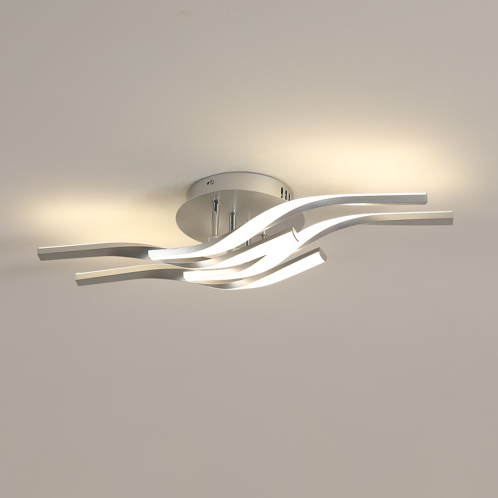 Ceiling Light - Silver Aluminium Frame, Natural Light
