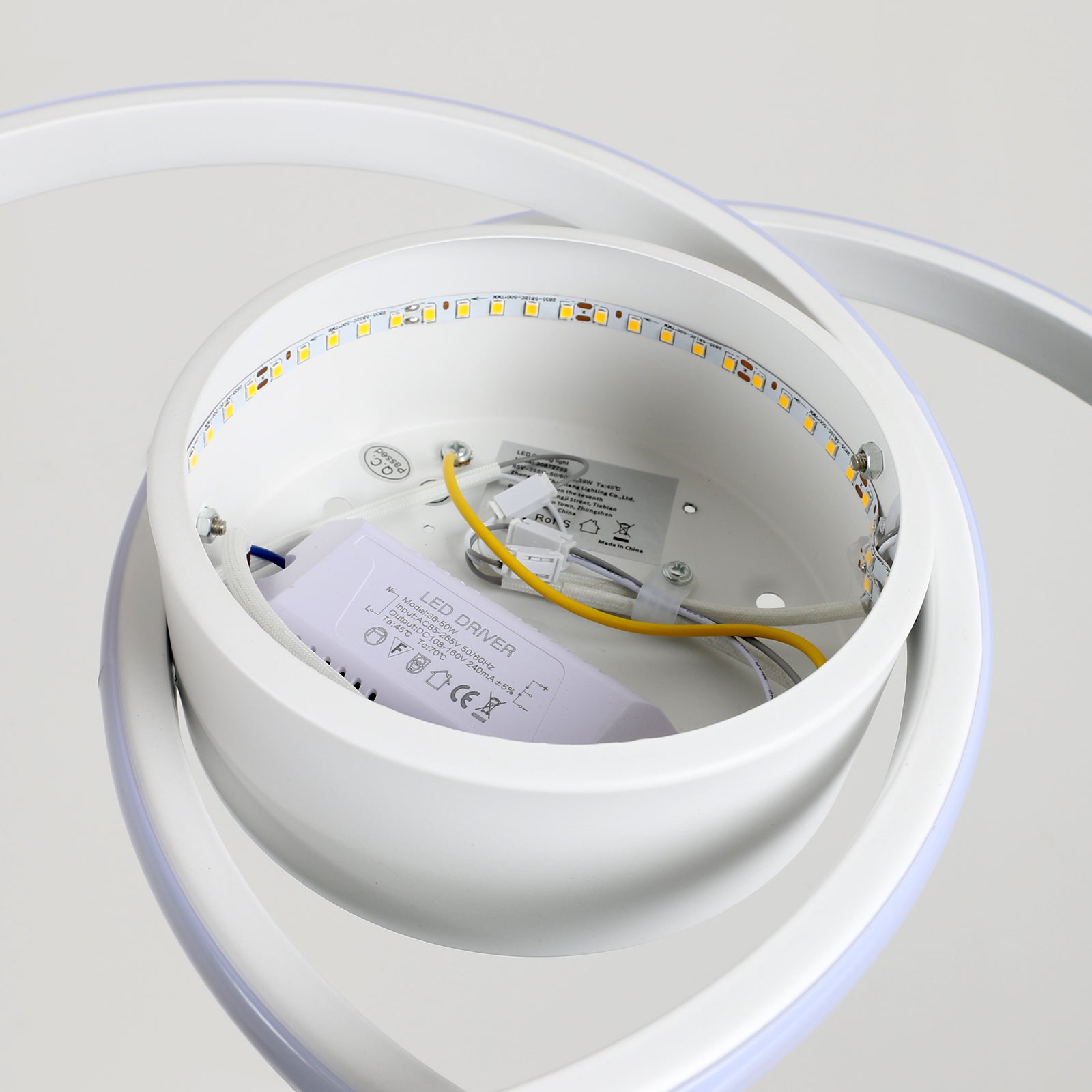 Ceiling Light - White Metal Frame, Warm Light