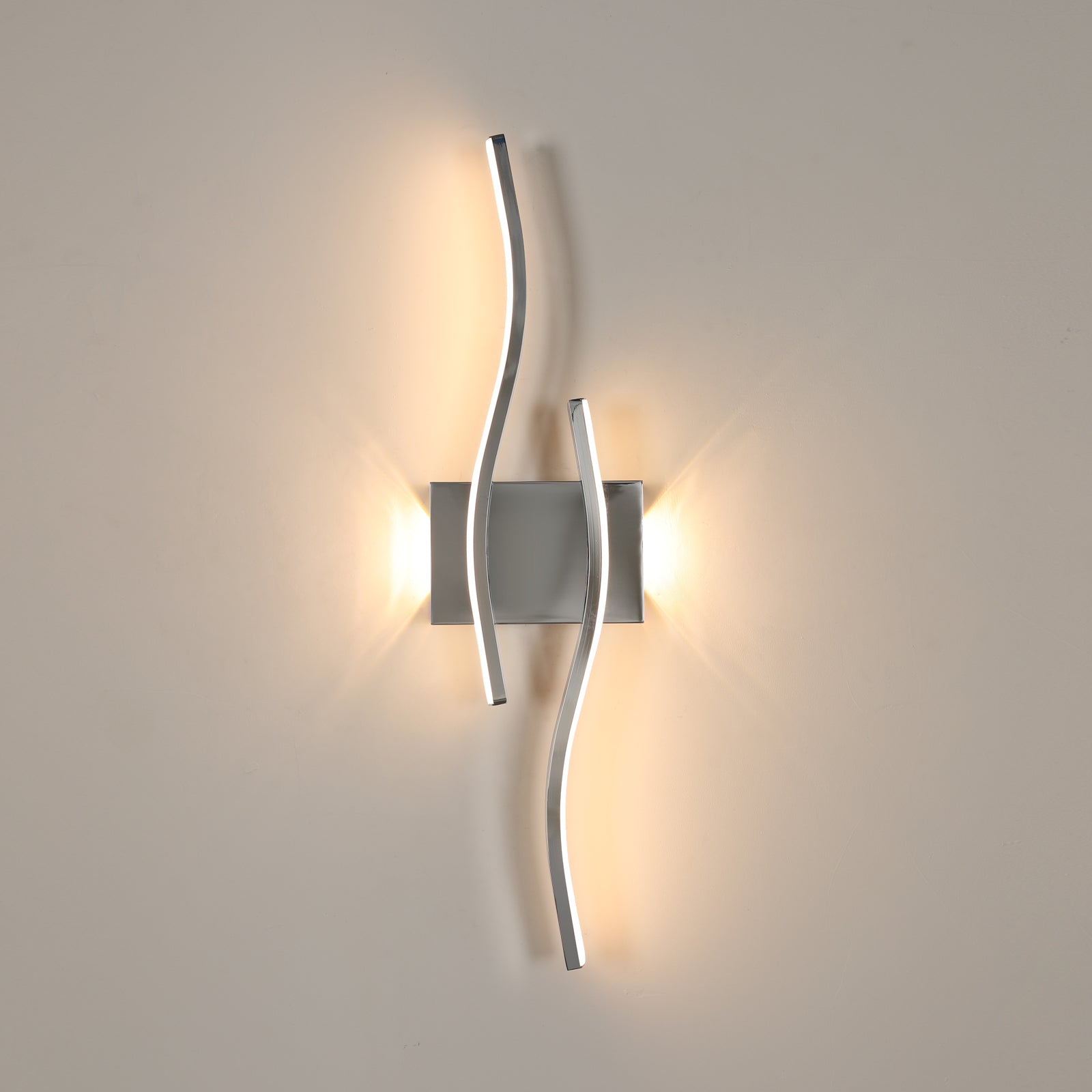Wall Light - Chrome Aluminium Frame, Warm Light