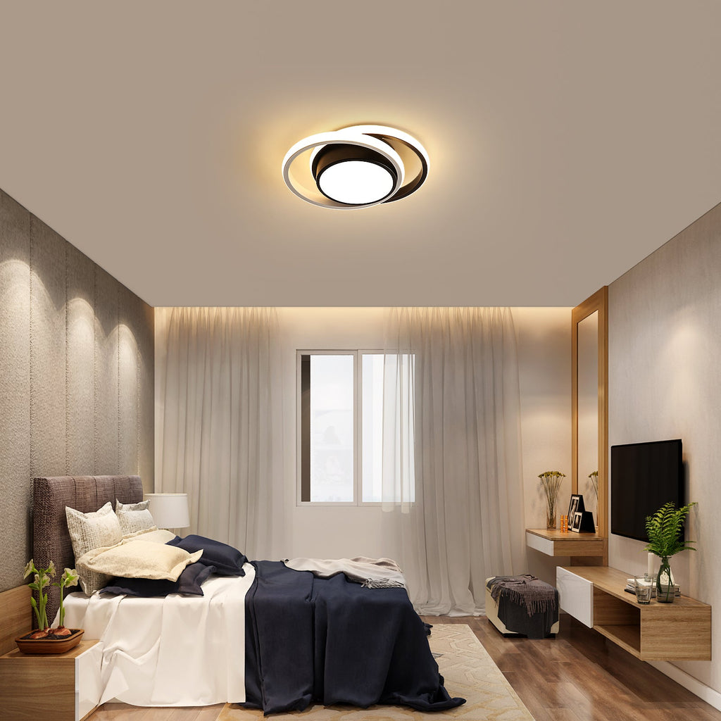 Ceiling Light - Black & White Aluminium Frame, Warm Light