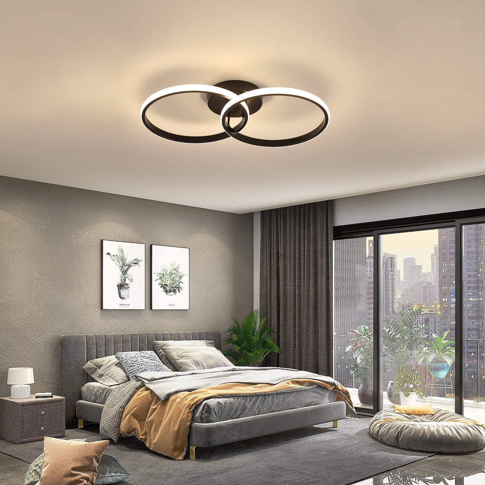 Ceiling Light - Black Aluminium Frame, Natural Light