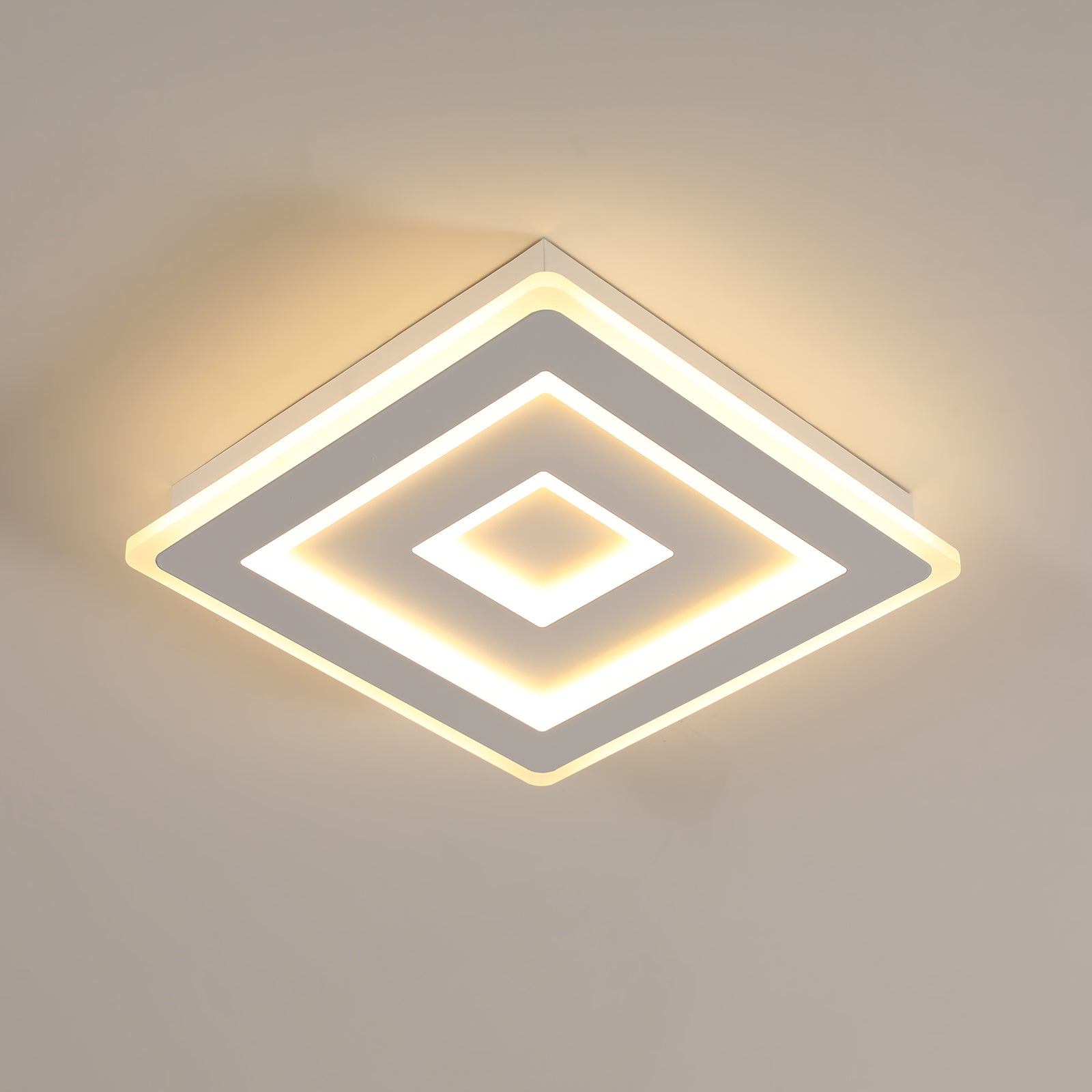 Ceiling Light - White Acrylic Frame, Warm Light