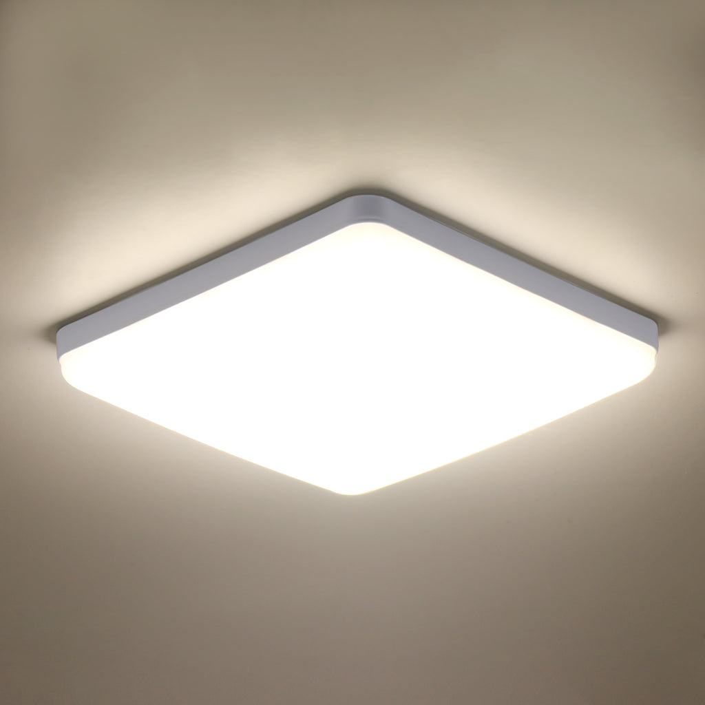 Ceiling Light - White Plastic Frame, Natural Light