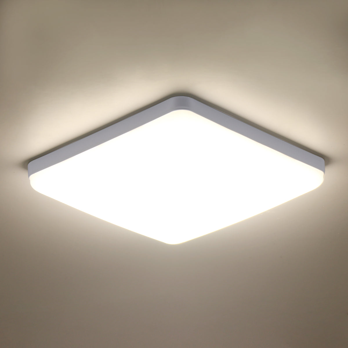 Ceiling Light - White Plastic Frame, Natural Light