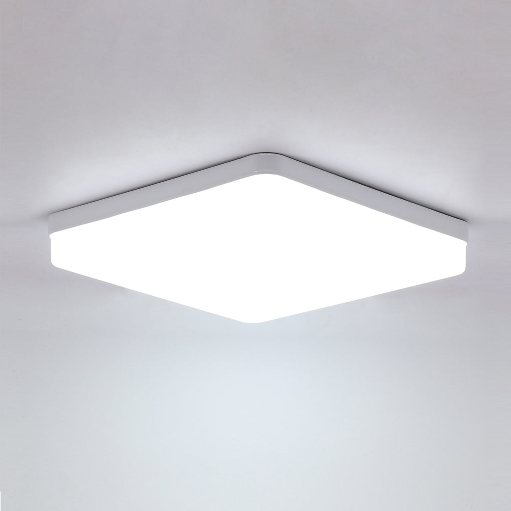 Ceiling Light - White Plastic Frame, White Light