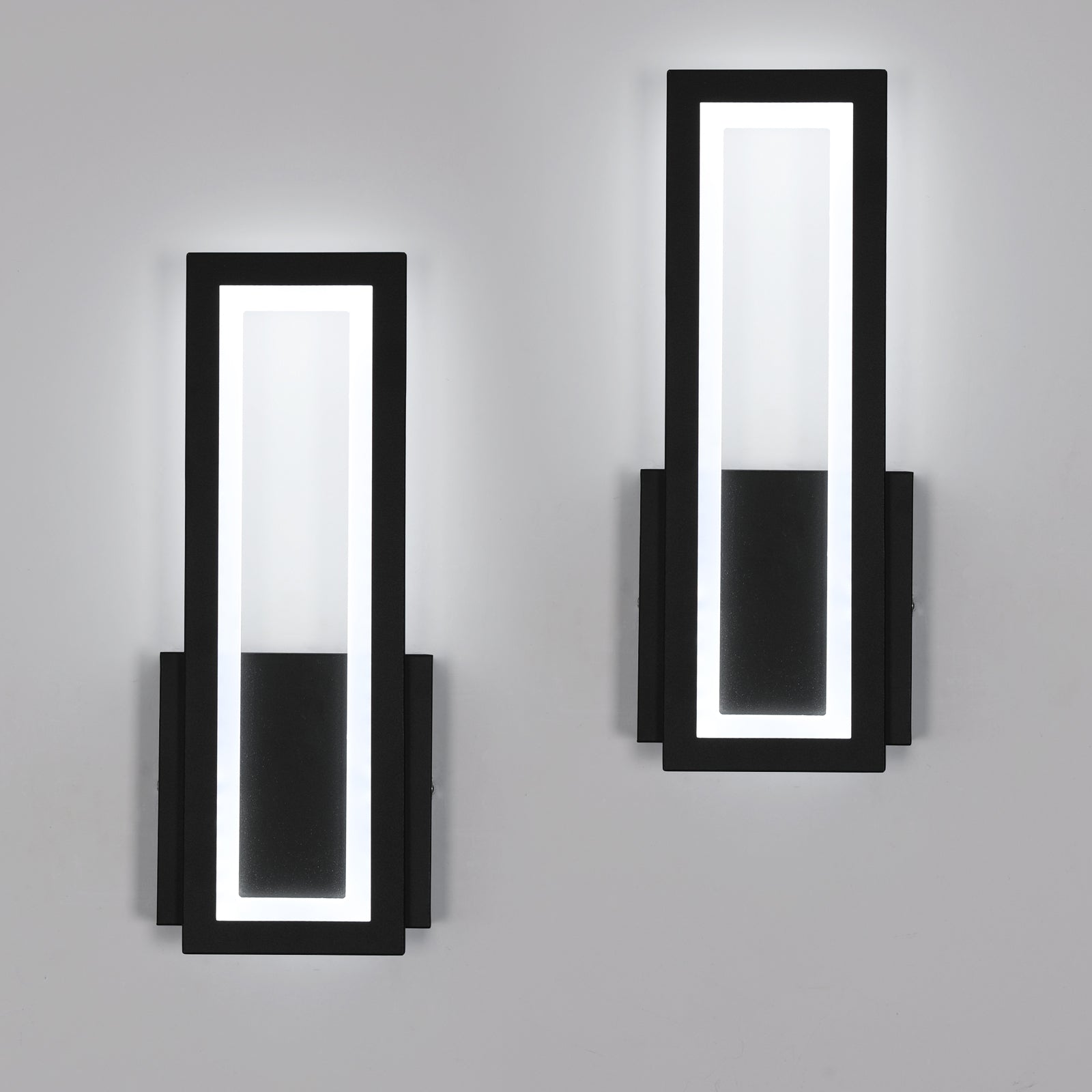 Lampada da parete - Struttura in acrilico nero, luce bianca