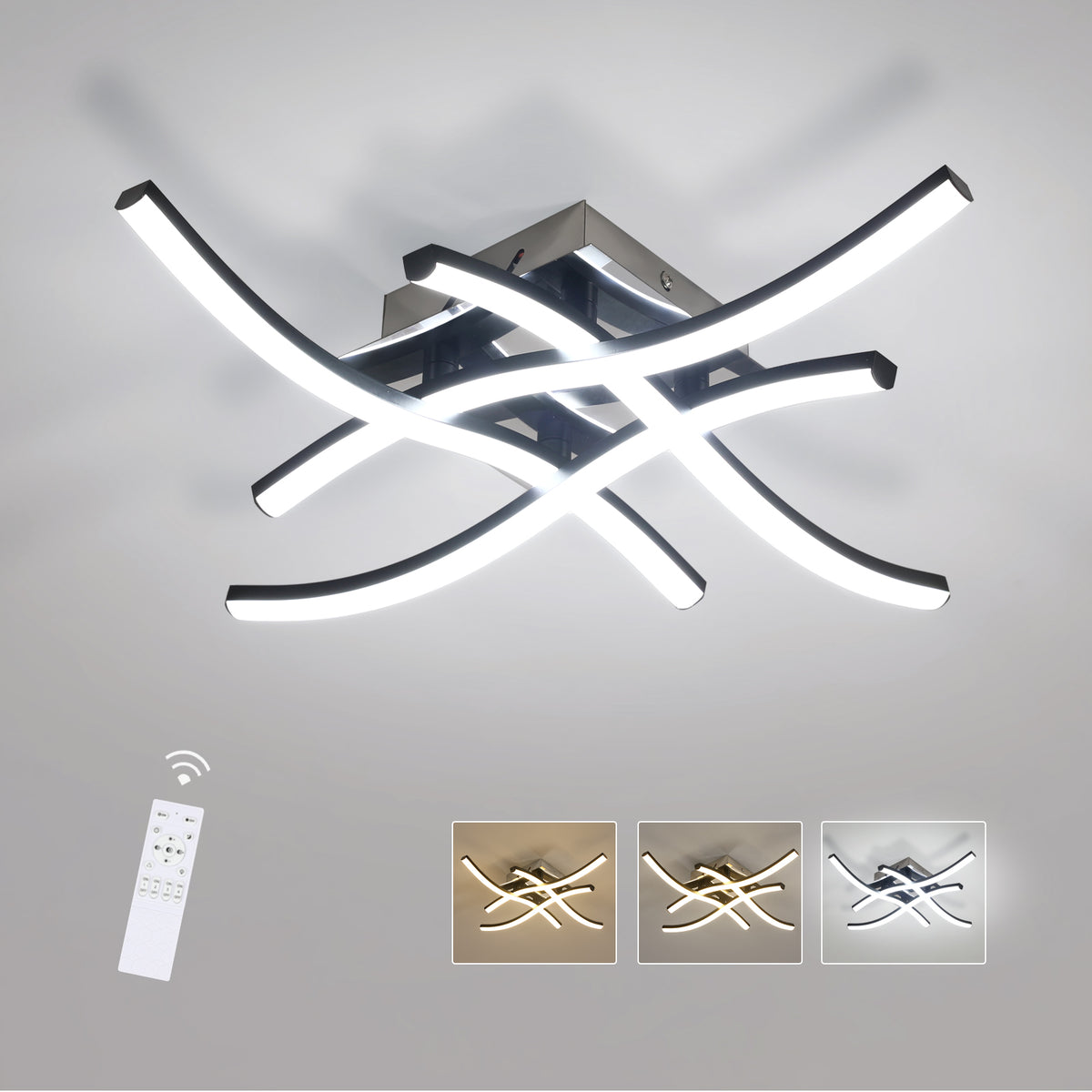 Ceiling Light - Black Aluminium Frame, Tunable and Dimmable