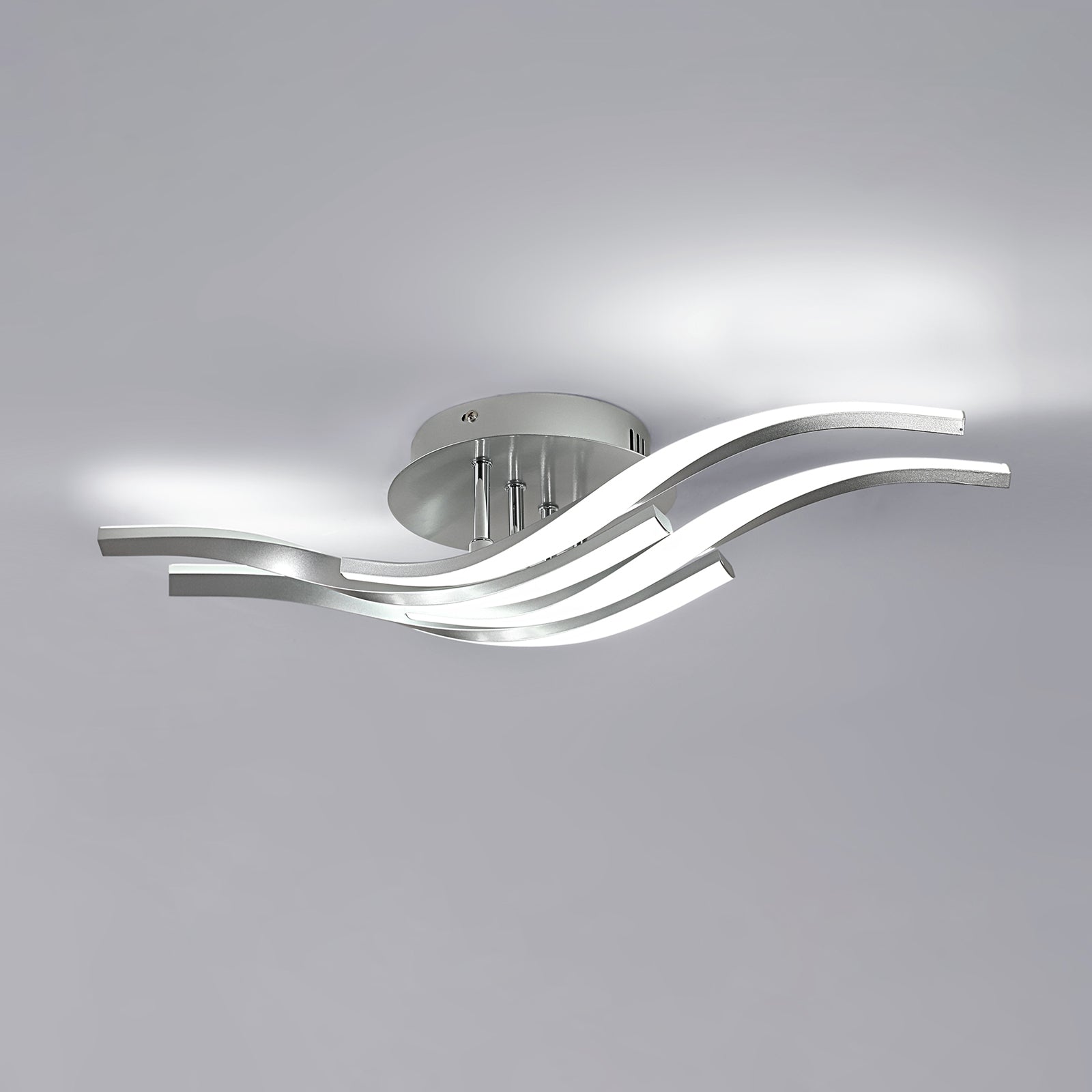 Ceiling Light - Silver Aluminium Frame, White Light