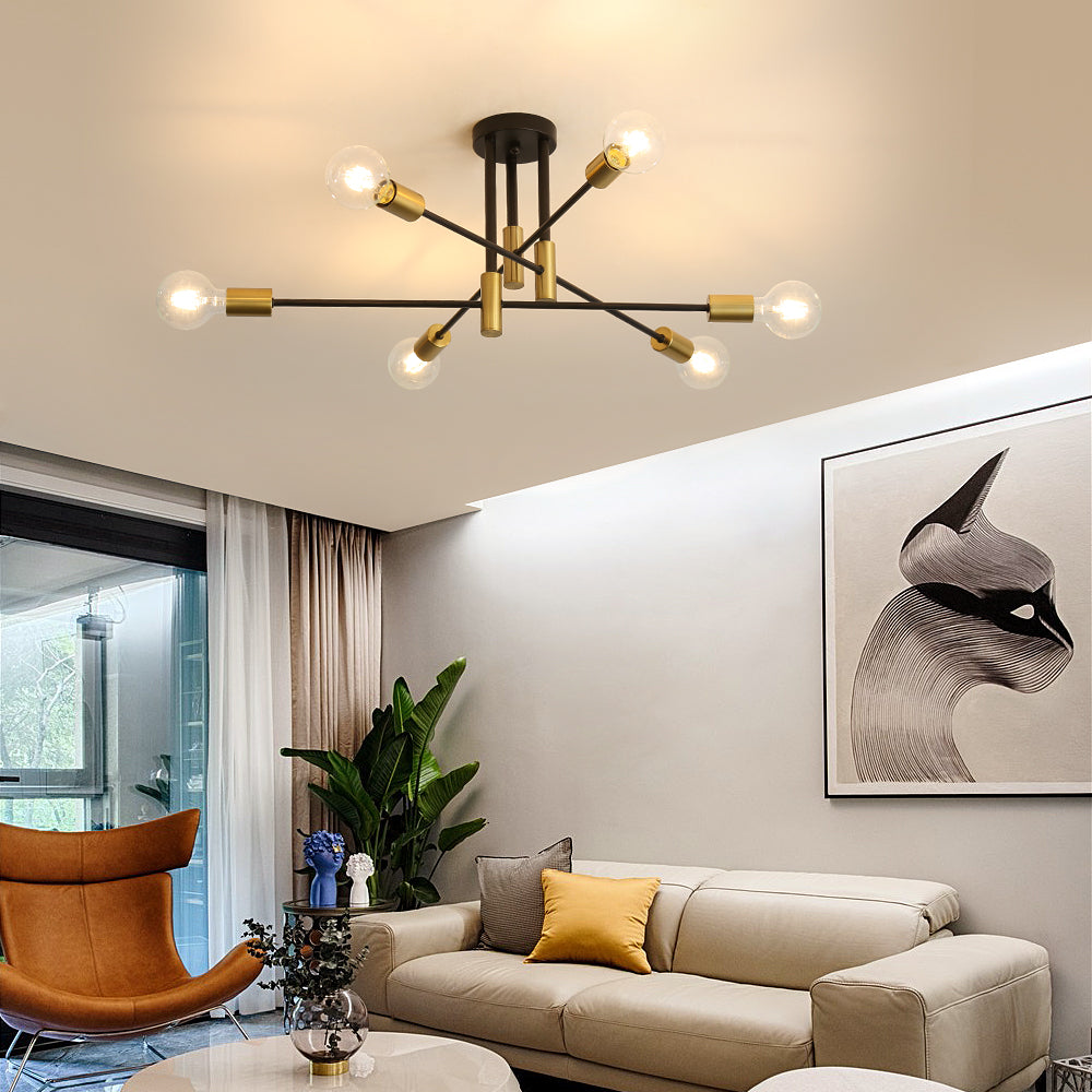 Ceiling Light - Black & Gold Metal Frame
