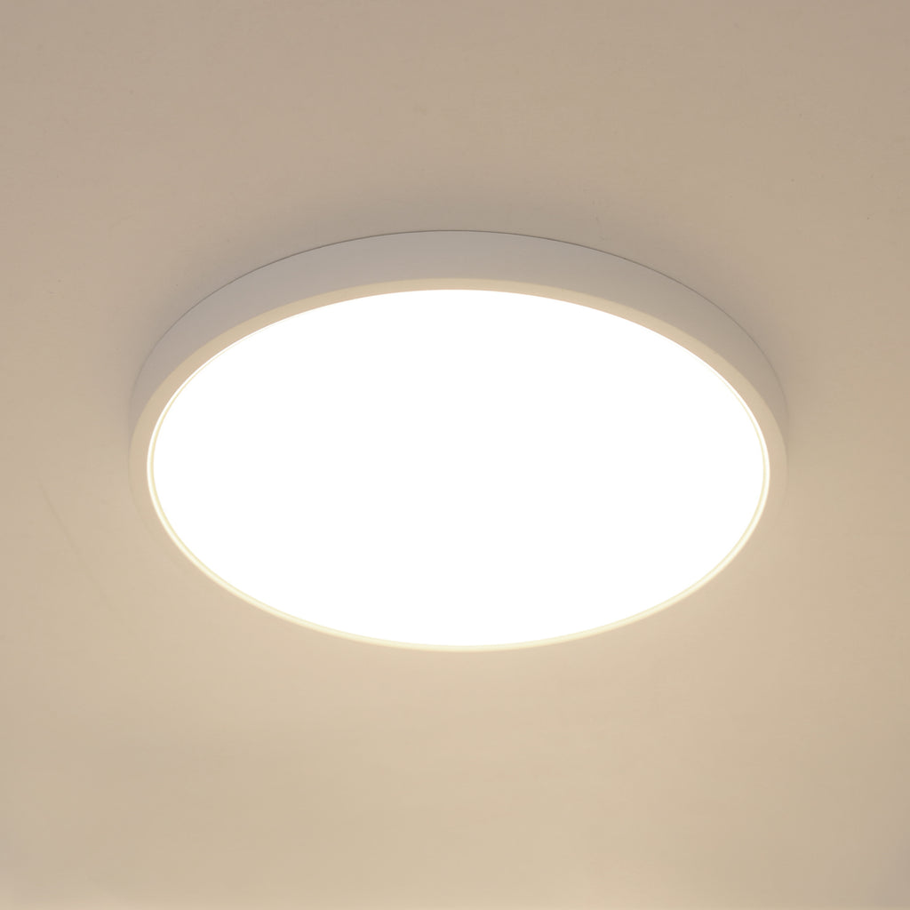 Ceiling Light - White Plastic Frame, Warm Light