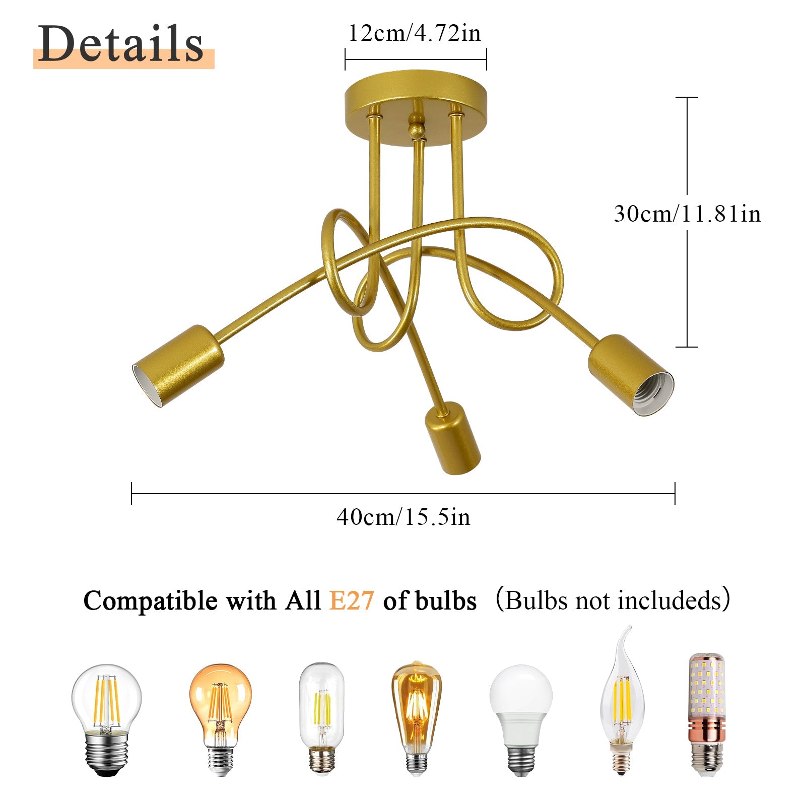 Ceiling Light - Gold Metal Frame