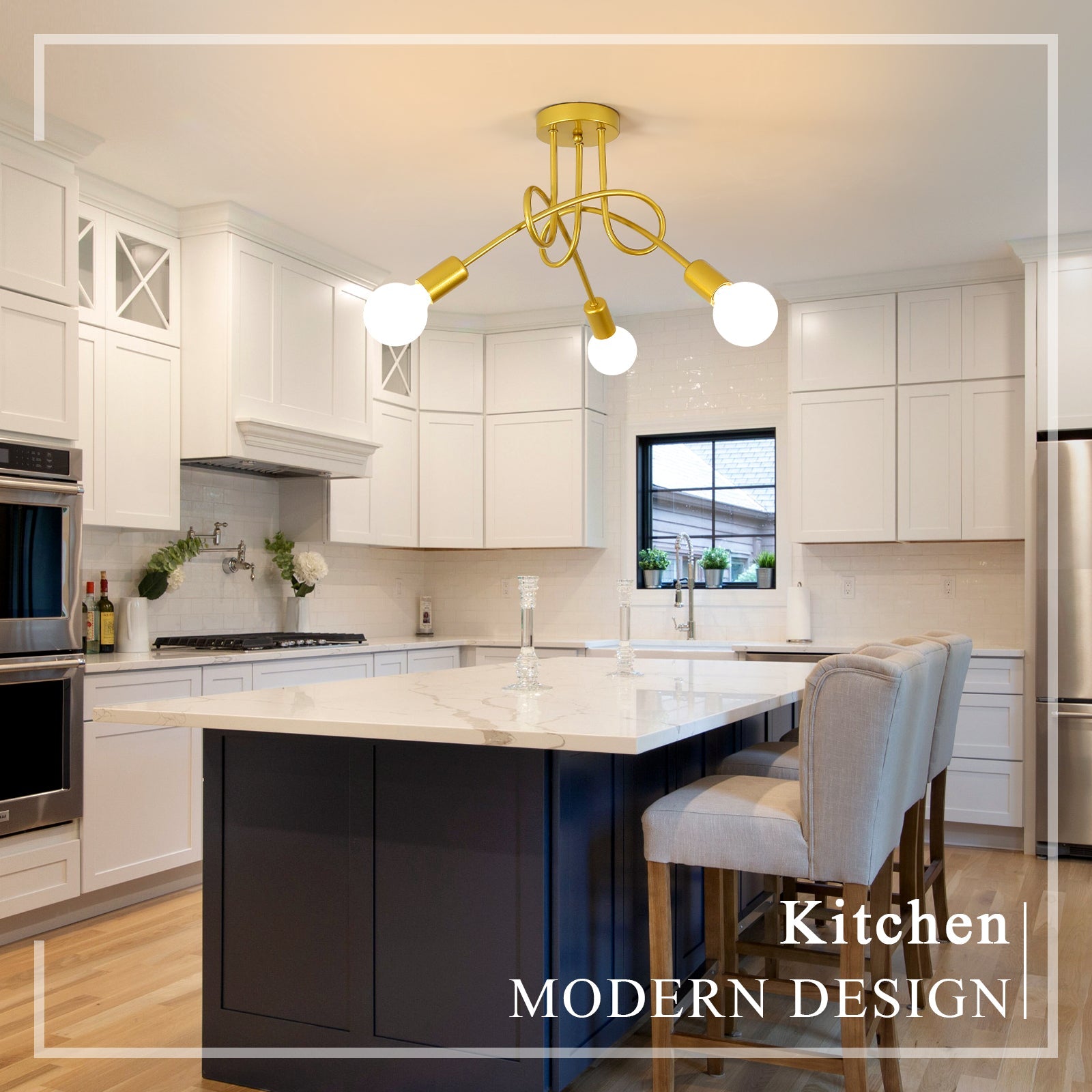 Ceiling Light - Gold Metal Frame
