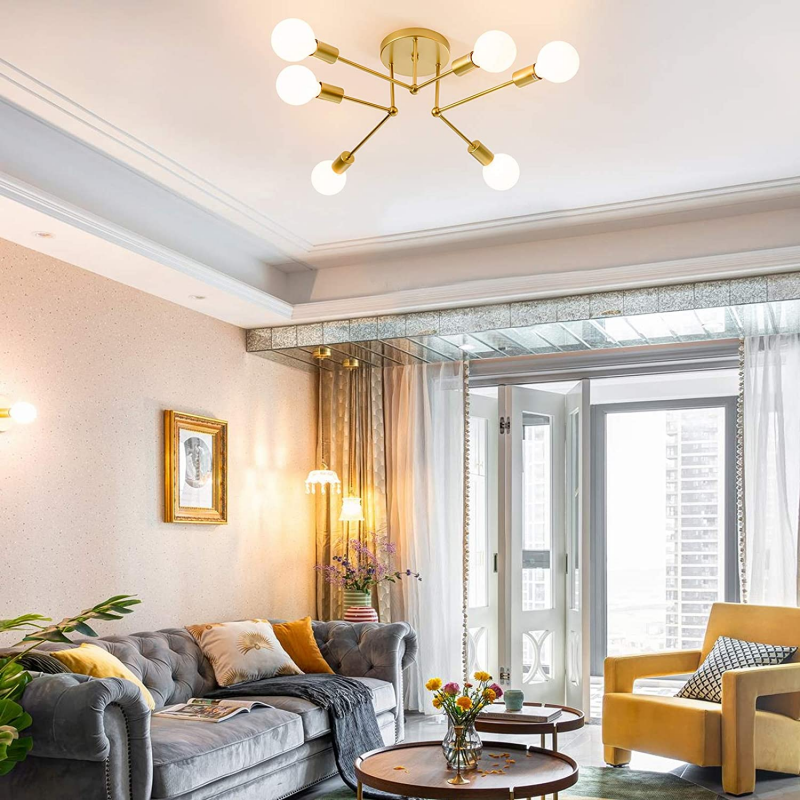 Ceiling Light - Gold Metal Frame