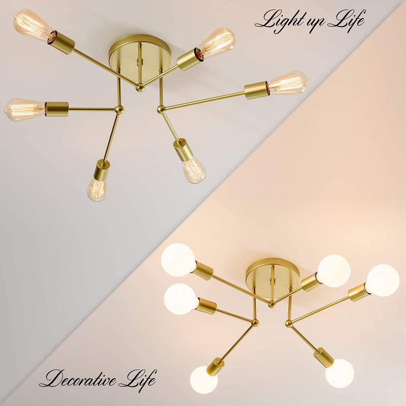 Ceiling Light - Gold Metal Frame