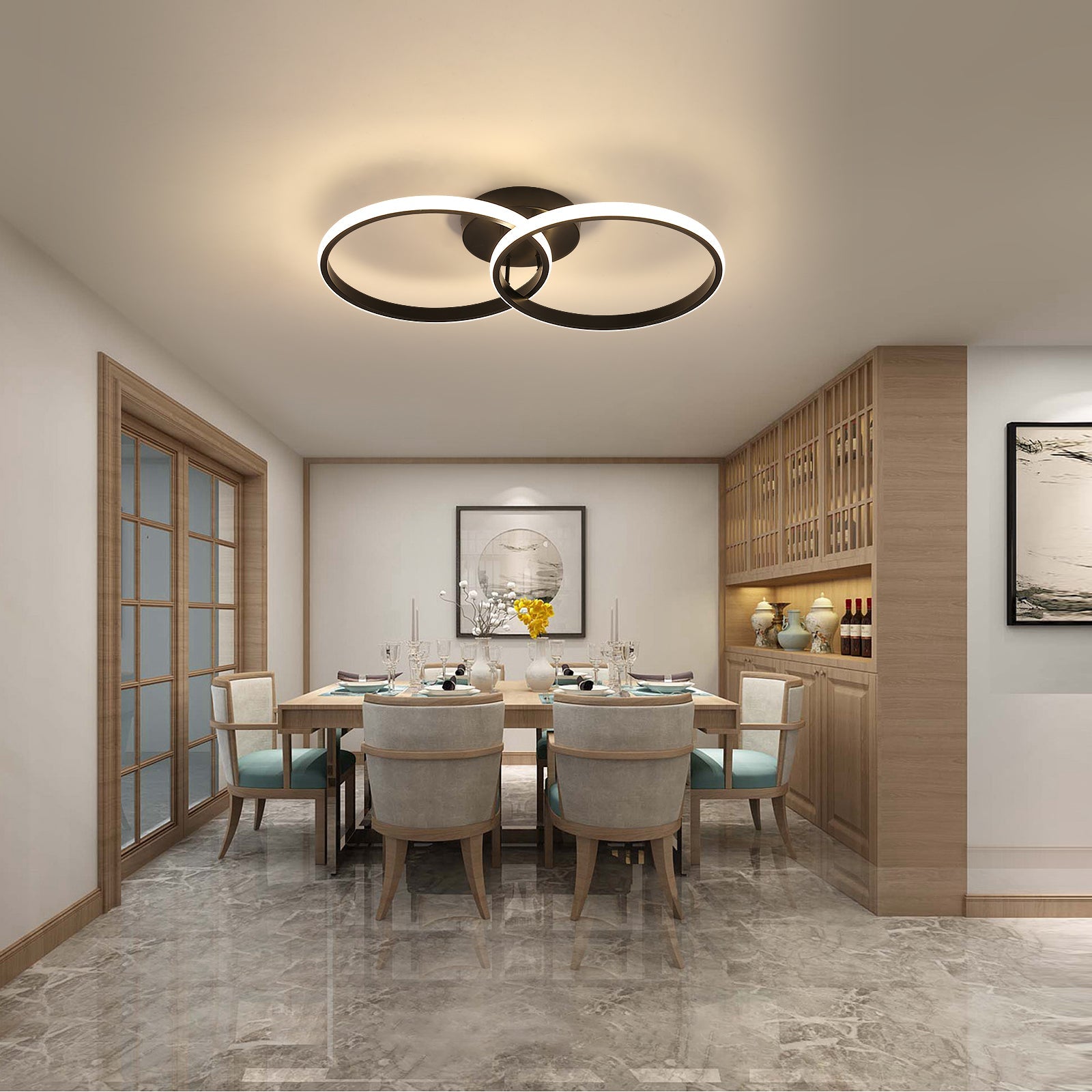 Ceiling Light - Black Aluminium Frame, Natural Light