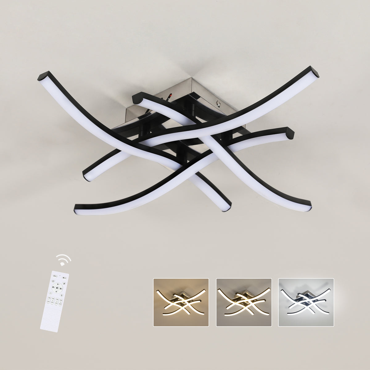 Ceiling Light - Black Aluminium Frame, Tunable and Dimmable