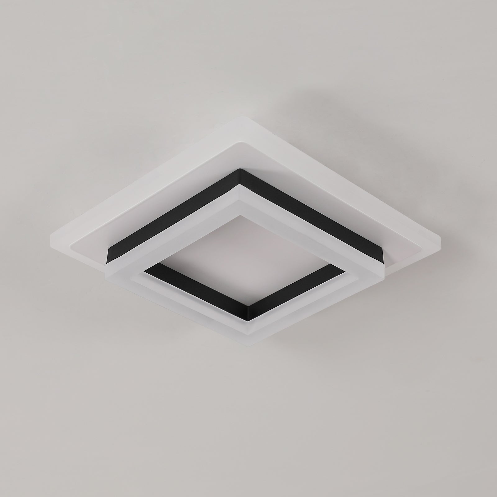 Deckenleuchte – Schwarz-weißer Acrylrahmen, warmweißes Licht