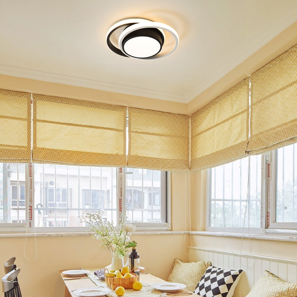 Ceiling Light - Black & White Aluminium Frame, Warm Light