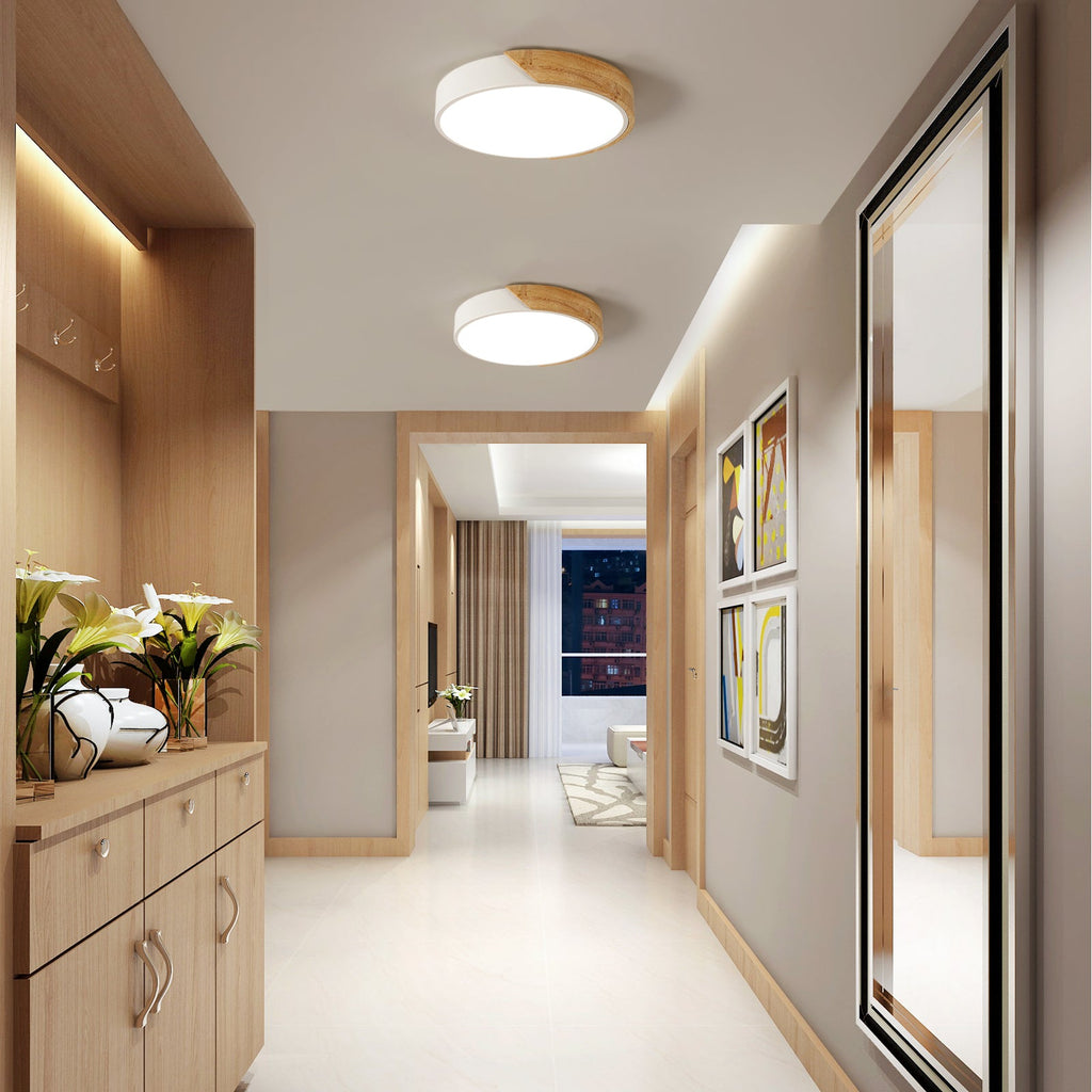 Ceiling Light - White Metal Frame, Natural Light