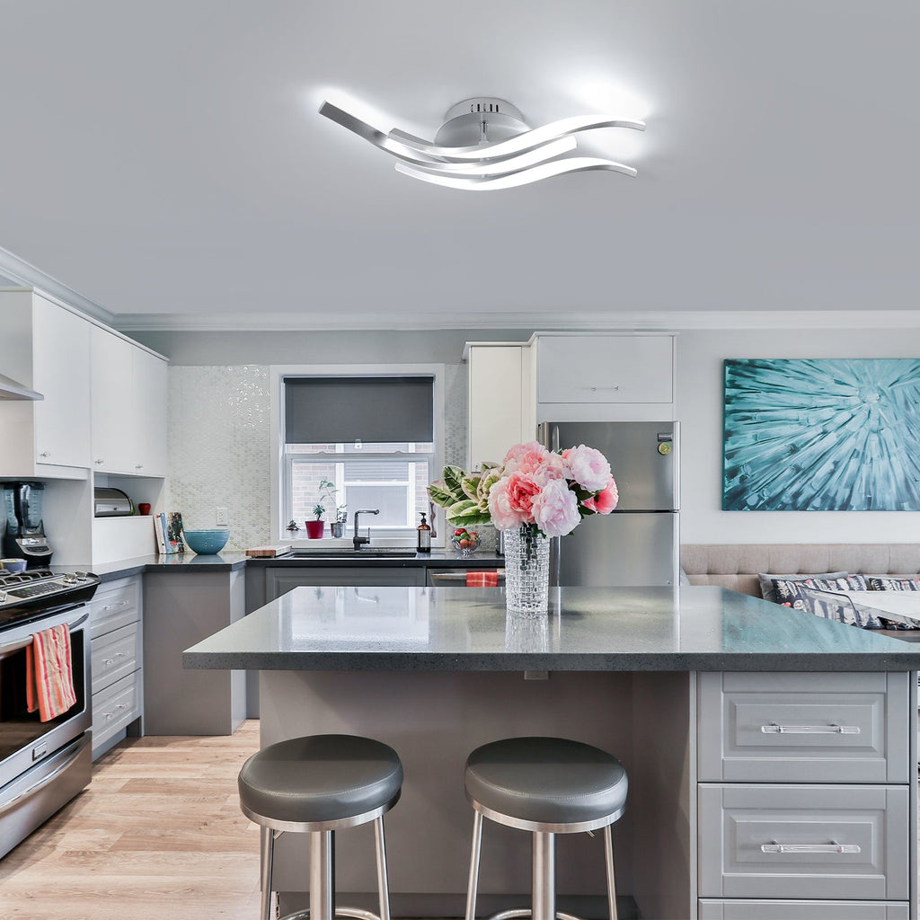 Ceiling Light - Silver Aluminium Frame, White Light