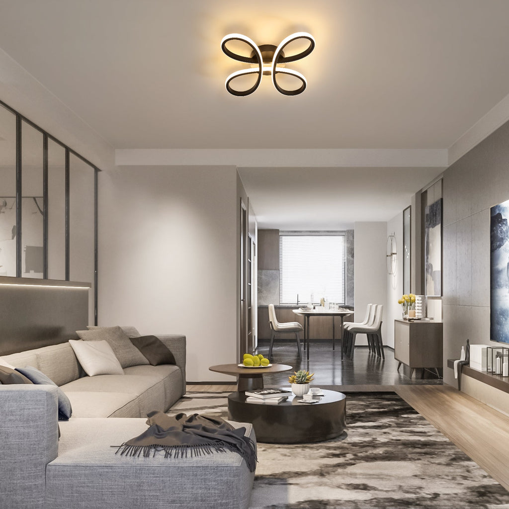 Ceiling Light - Black Aluminium Frame, Warm Light