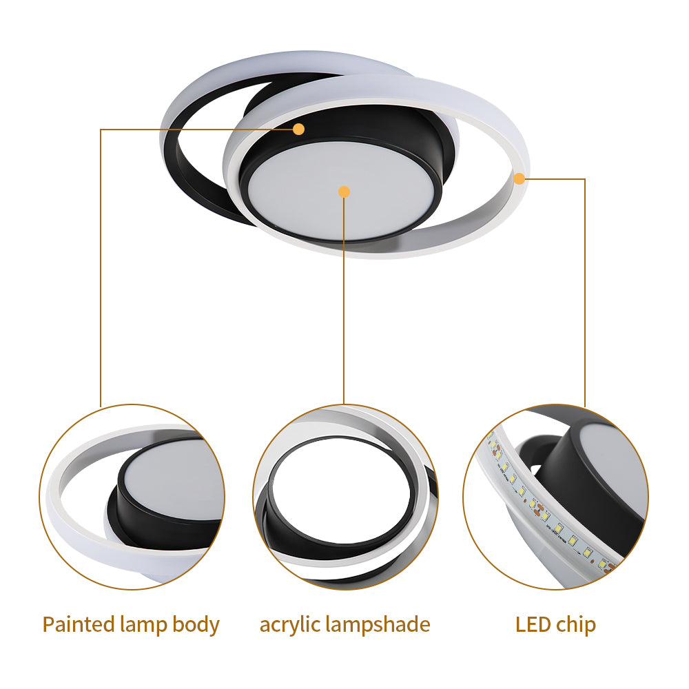 Ceiling Light - Black & White Aluminium Frame, White Light