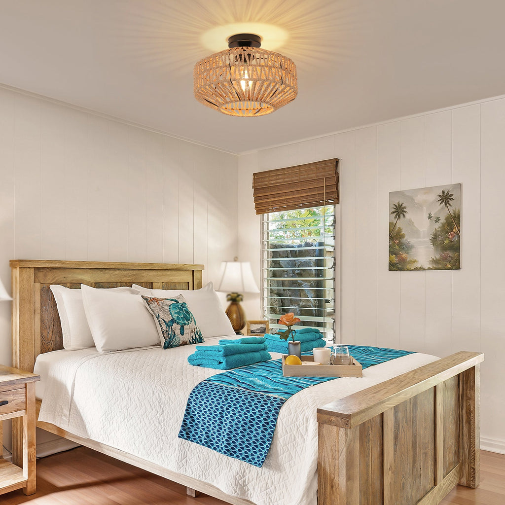Ceiling Light - Black Wood Frame