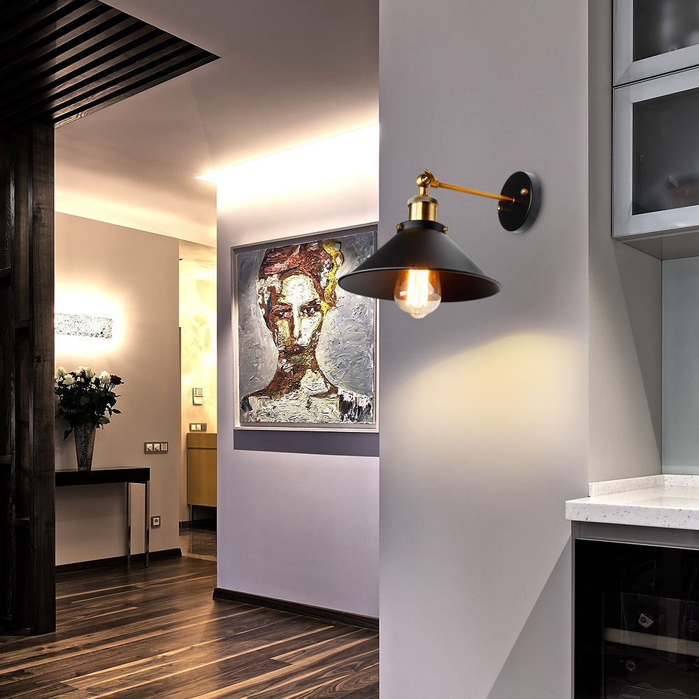 Wall Light - Black & Gold Metal Frame