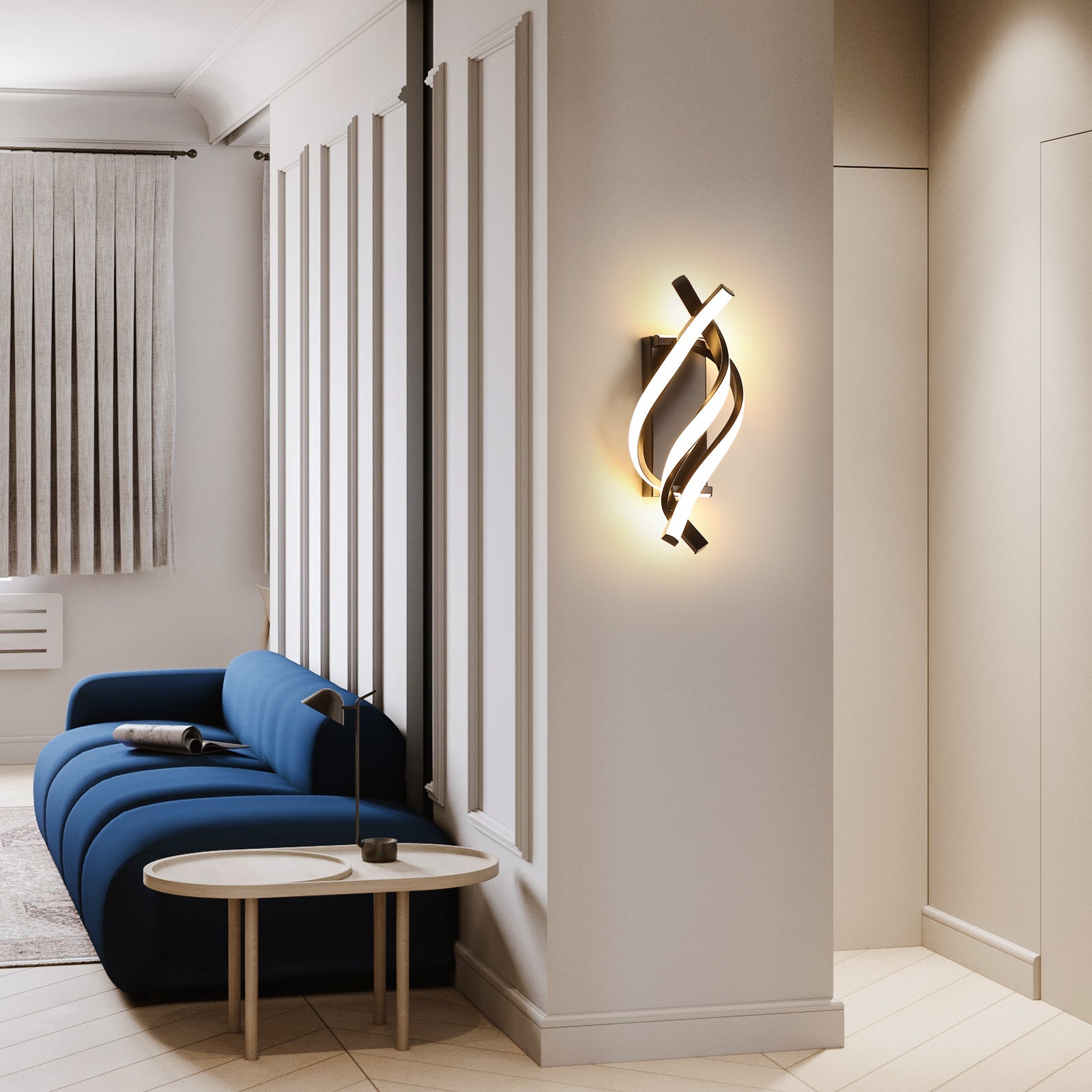 Wall Light - Black Aluminium Frame, Warm Light