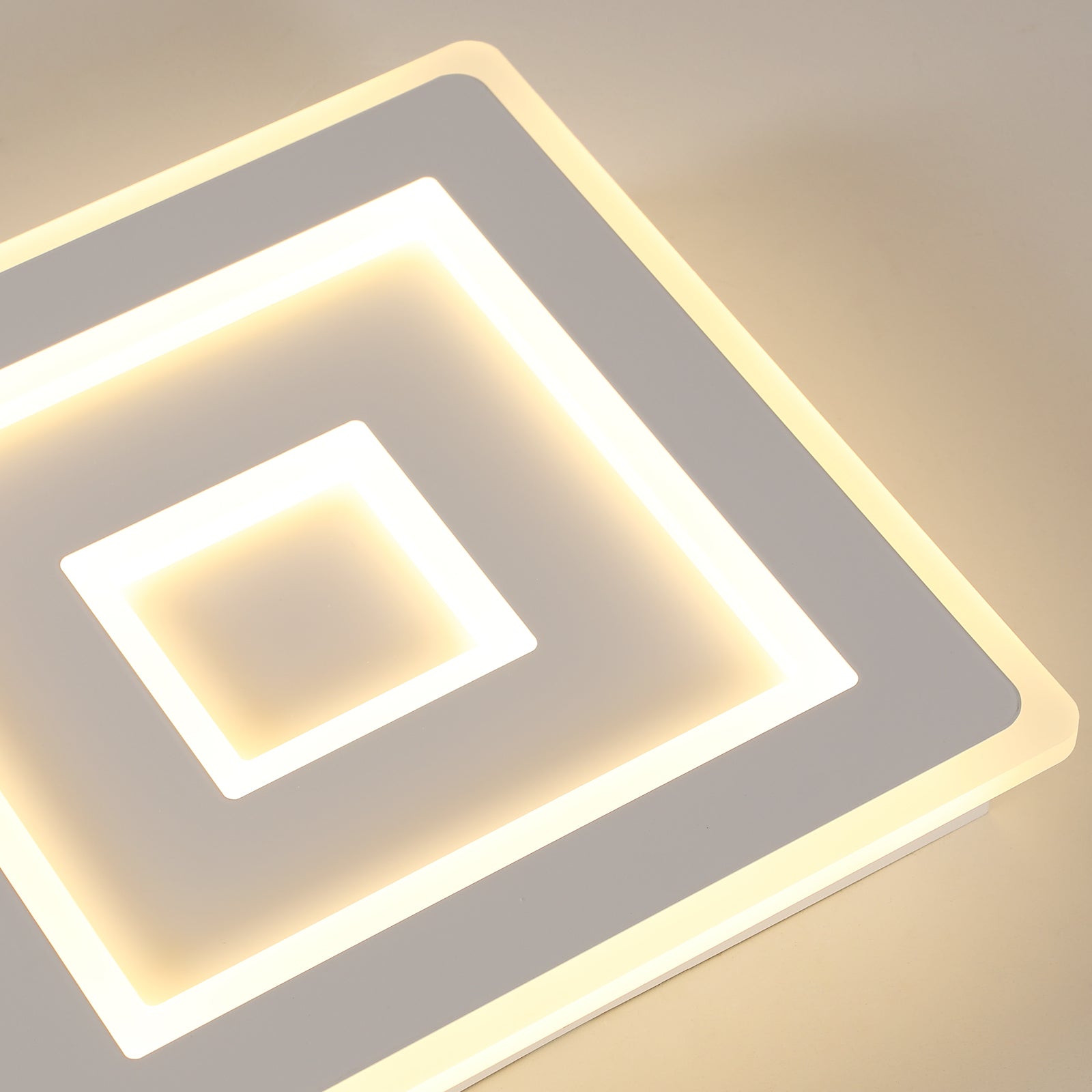 Deckenleuchte – Weißer Acrylrahmen, warmes Licht