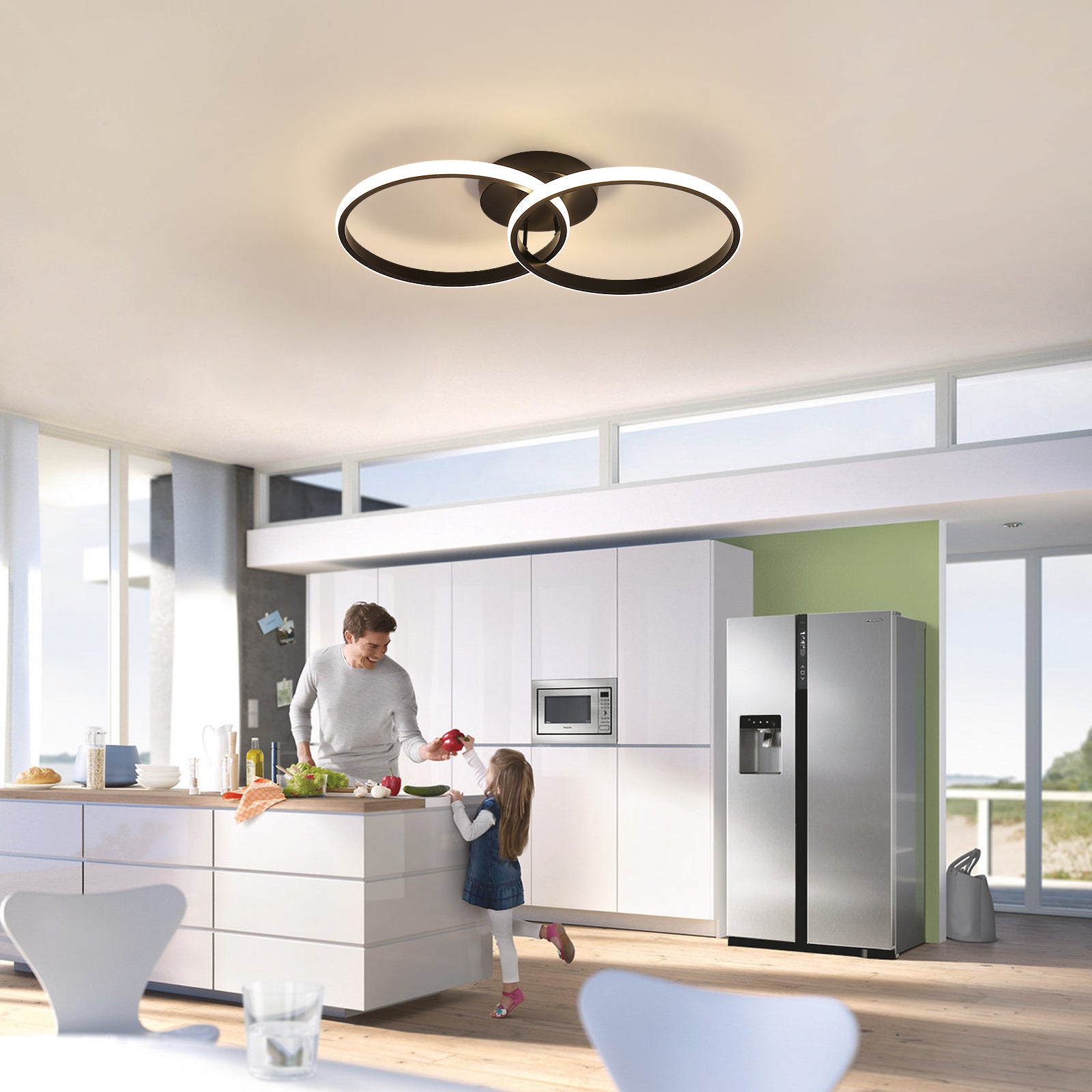 Ceiling Light - Black Aluminium Frame, Natural Light