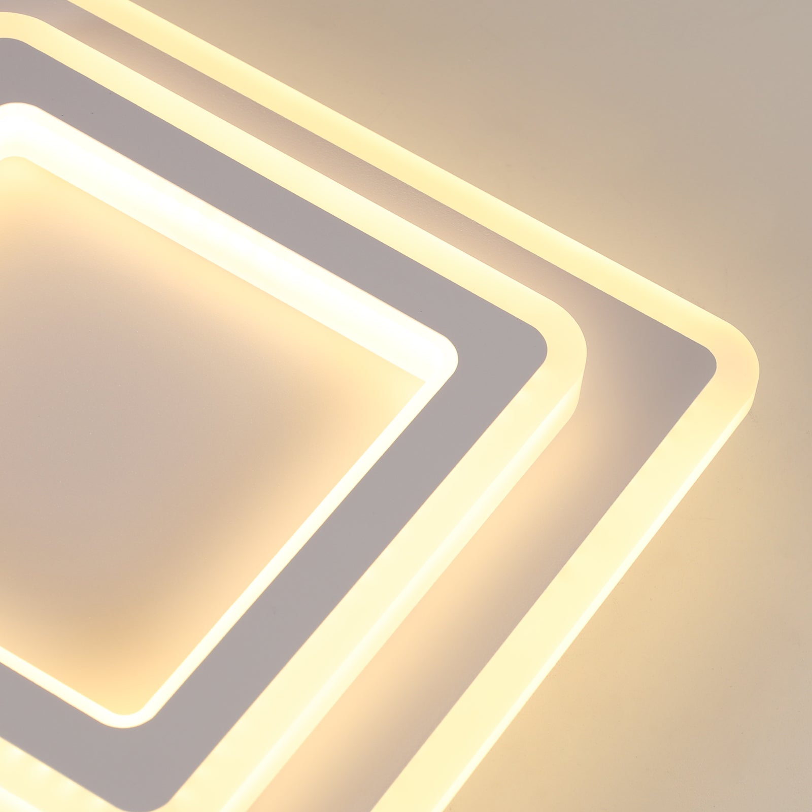 Ceiling Light - White Acrylic Frame, Warm Light