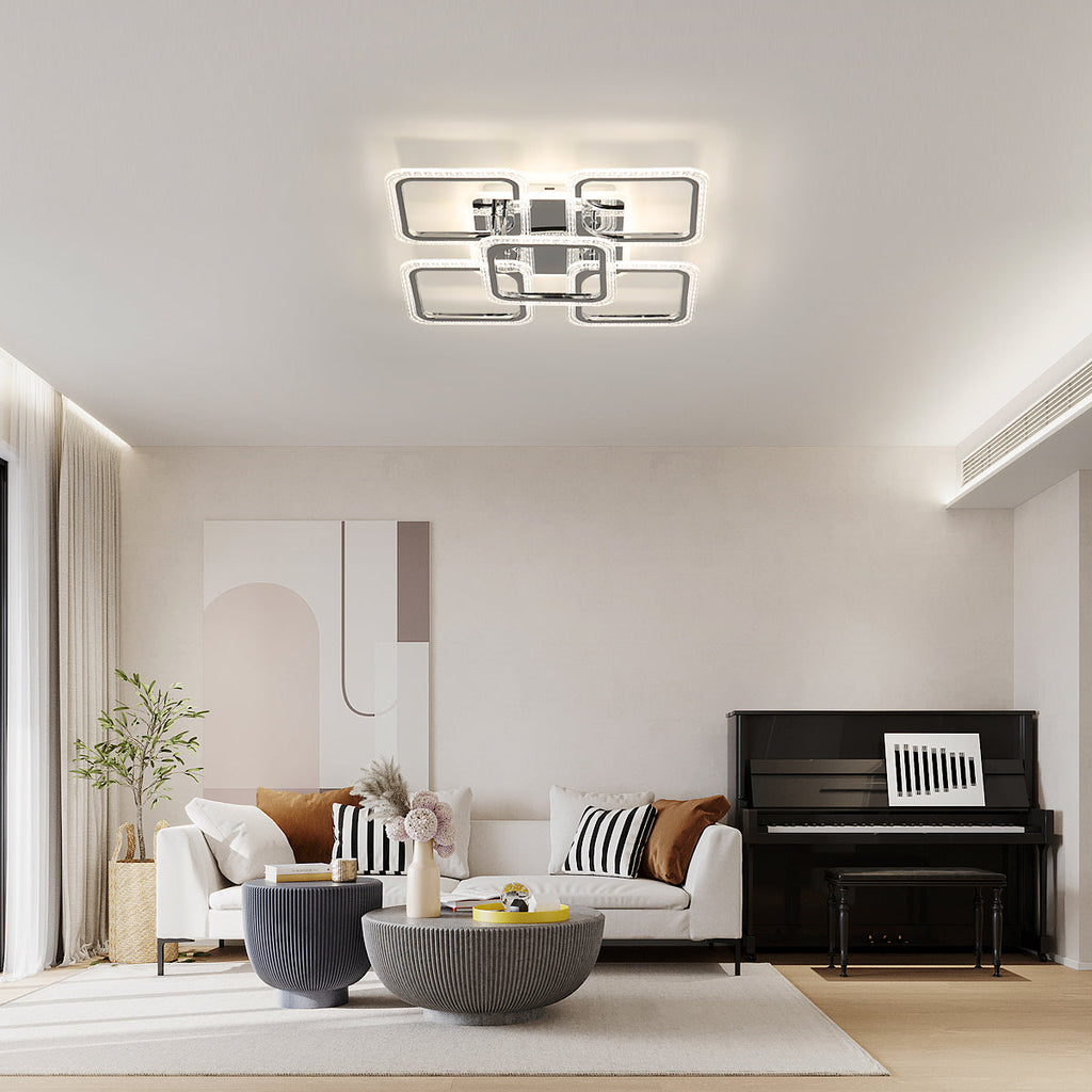 Ceiling Light - Chrome Acrylic Frame, Tunable and Dimmable